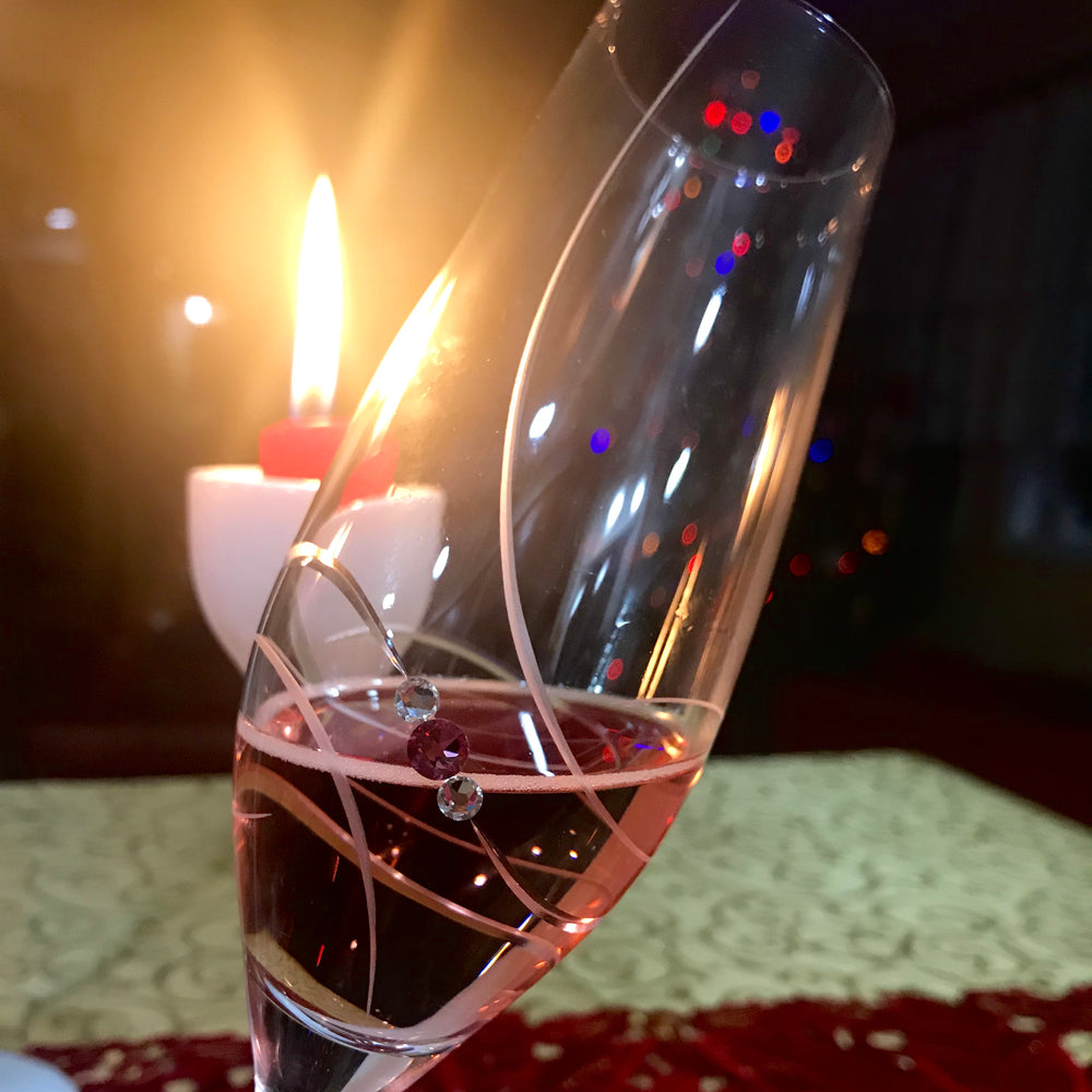 Pink Ribbon Champagne Glasses - Set of 2 in gift box