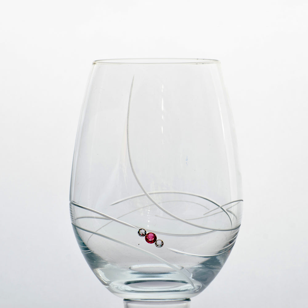 Pink Ribbon Stemless Wine Glasses - set of 2pc in a gift box