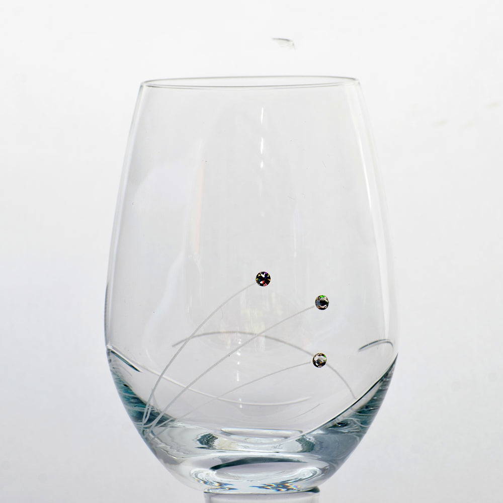 Wine Waves Stemless Wine Glasses - set of 2pc in a gift box